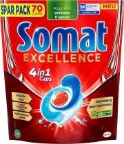 Somat Excellence 4in1 - 70 schnellaufl&ouml;sende Sp&uuml;lmaschinentabs f&uuml;r exzellente Reinigung & Glanz