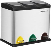 SONGMICS 3-in-1 Treteimer aus Metall mit M&uuml;lltrennsystem
