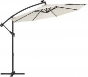 Songmics Kurbel Sonnenschirm 300cm mit LED-Solar-Beleuchtung und St&auml;nder