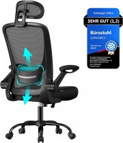 Songmics OBN047B01 ergonomischer B&uuml;rostuhl bis zu 120 kg mit Lenden- und Kopfst&uuml;tze
