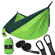 SONGMICS Outdoor Camping H&auml;ngematte aus Fallschirmseide, 300 x 200 cm, 300 kg T&Uuml;V