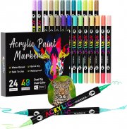 Sonlaryin 24 St&uuml;ck Wasserfeste Acrylstifte mit Doppelspitze in 48 Farben