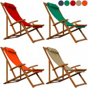 Sonnenliege Strandliege Holz Stoff Deck Chair Liege
