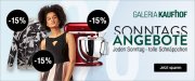 Sonntagsangebote im Galeria Kaufhof Online-Shop mit 15% Rabatt auf verschiedene Artikel