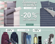 Sonntagskracher im Karstadt Online-Shop mit 20% auf Rabatt auf Bettw&auml;sche, Outdoor & mehr