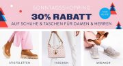 Sonntagsshopping mit 30% Rabatt auf alle Schuhe und Taschen f&uuml;r Damen und Herren bei Mirapodo