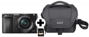 SONY Alpha 6000 KIT Systemkamera mit Objektiv 16-50 mm f/5.6 + Tasche + Speicherkarte
