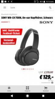 Sony WH-CH 700 f&uuml;r 129&euro; inkl. Versand + 70&euro; Festival Ticket