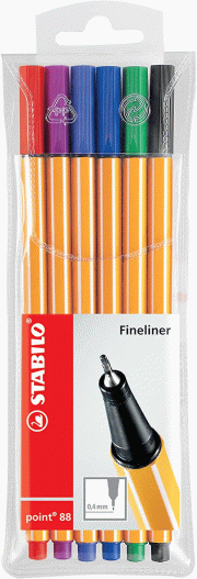 Stabilo Feinschreiber point 88 Standardfarben - Sets 6er