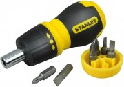 Stanley Bit-Schraubendreher Stubby mit Ratsche sechs Bits