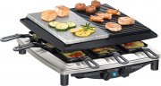 Steba RC 4 Plus Deluxe Chrom Premium Raclette inkl. Natursteingrillplatte wendbarer Guss-Pfanne