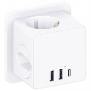 Steckdosenw&uuml;rfel mit USB-C f&uuml;r verschiedene EU-L&auml;nder
