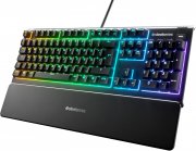 SteelSeries Apex 3 Gaming Tastatur mit 10-Zonen RGB-Beleuchtung und Premium Handballenauflage