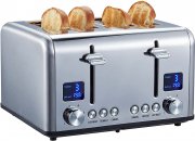 Steinborg XXL 4 Scheiben Edelstahl Toaster mit Br&ouml;tchenaufsatz
