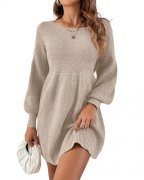 Strickkleid mit Puff&auml;rmeln f&uuml;r Damen reduziert
