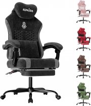 SUKIDA Ergonomischer Gaming Stuhl mit Fu&szlig;st&uuml;tze, Kopfst&uuml;tze und Lendenkissen