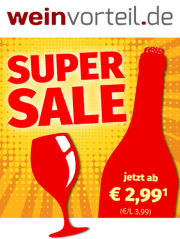 SUPER SALE bei Weinvorteil mit bis zu 68% Rabatt auf exklusive Weine! Edle Tr&ouml;pfchen ab 2,99 &euro;!!!