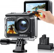 Surfola SF530 Dualscreen 4K/60FPS 24MP WiFi Action Cam mit Fernbedienung und 2 Akkus