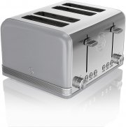 Swan Retro ST19020GRN 4-Scheiben-Breitschlitz Edelstahl Toaster im Vintage Design