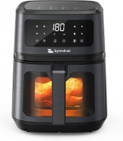 Symdral Hei&szlig;luftfritteuse 5L, 8-in-1 Heissluftfriteuse mit Sichtfenster