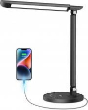 Sympa LED Schreibtischlampe mit 7 Helligkeitsstufen, 5 Farbtemperaturen und USB-Ladeanschluss