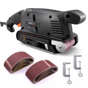 Tacklife Power Bandschleifer mit 6 G&auml;nge, Sandpapier, 2 Staubsauger Adapter und 2 Schraubzwingen