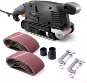 TACKLIFE PSFS1A Bandschleifer mit 6 G&auml;nge Drehzahlregelung + Schleifband-Set 13tlg.