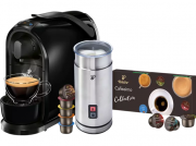 TCHIBO CAFISSIMO Pure Kapselmaschine + Milchaufsch&auml;umer + 8 Kapseln