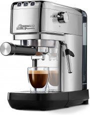 Tchibo Lapressa Edelstahl Siebtr&auml;ger Espressomaschine mit Doppelauslauf und Milchaufsch&auml;umd&uuml;se