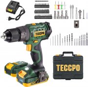 TECCPO 18V Akkuschrauber mit 2x 2000mAh Akkus, Schnellladeger&auml;t und 105 teiligen Zubeh&ouml;re Set