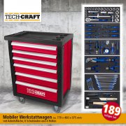 Tech Craft Werkstattwagen mit 6 Schubladen 189 teilig bei Norma f&uuml;r Euro 256,95