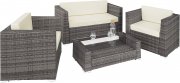 TecTake 800904 Poly Rattan Aluminium Lounge Set inkl. Sitz- und R&uuml;ckenkissen