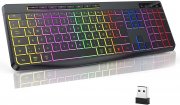 TECURS Kabellose Wireless RGB LED Tastatur