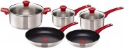Tefal by Jamie Oliver Mainstream Topf- und Pfannenset H801S5 Edelstahl Red Collection