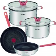 TEFAL G720S604 Optispace 6-teiliges stapelbares Edelstahl Kochgeschirrset f&uuml;r alle Kochfelder