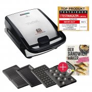 Tefal Sandwichmaker Waffeleisen SW854D + Rezeptbuch Sandwich-Rezepte + 4 Wechselplatten