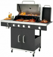 TEPRO 332635 4-Brenner Gasgrill mit 4 Garzonen integrierten Thermometer und LED-Kontrolllicht