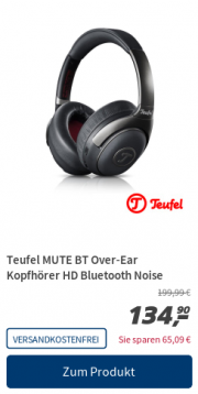 Teufel MUTE BT Over-Ear Kopfh&ouml;rer HD Bluetooth Noise Cancelling Akku Dark f&uuml;r 134,90&euro;