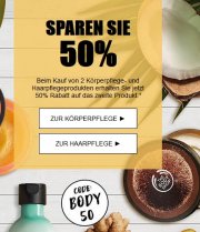 The Body Shop 50% auf 2. Haar- o. Pflegeprodukt