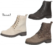 Think! Cogita Damen Echtleder Stiefeletten mit Rei&szlig;verschluss in 3 Farben