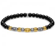 Thomas Sabo Unisex-Armband Talisman bicolor schwarz 925 Sterlingsilber gelbgold vergoldet
