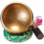 Tibetische Bronze Klangschale (13cm, Geschenkset mit Kissen+Kl&ouml;ppel)
