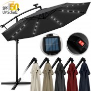 Tillvex LED Solar Ampelschirm &Oslash; 300 cm mit Kurbel
