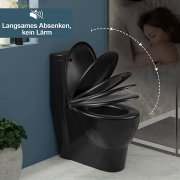 Toilettendeckel Matt-schwarz,mit Absenkautomatik Oval