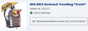 Toller Rucksack bei Westfalia als Geschenk absahnen bei einem Mindestbestellwert von 25,00 &euro;!