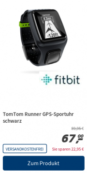 TomTom Runner GPS-Sportuhr schwarz f&uuml;r 67&euro;