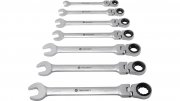 TOOLCRAFT 1314022 Knarren-Ring-Maulschl&uuml;ssel-Satz mit Gelenk 7teilig 8 - 19mm 
