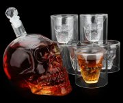Totenkopf "Flasche" 700ml und Gl&auml;serset 75ml 