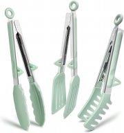 TOWINGO 3-teiliges Edelstahl K&uuml;chen- und Grillzangen Set mit Silikonspitzen