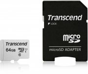 Transcend microSDXC Speicherkarte 64GB Premium 300S Class 10 + Adapter